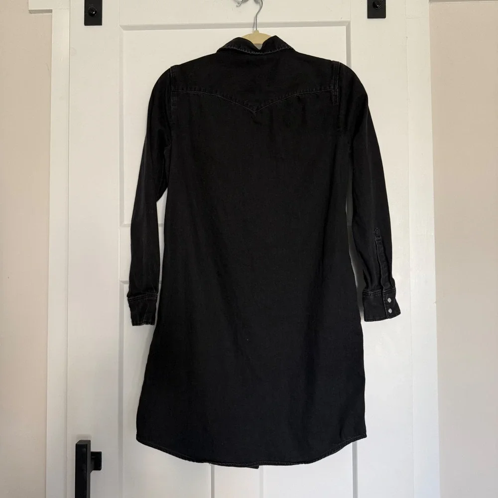 Levi's‎ Black Denim Shirt Dress Western Snap Front Size Small